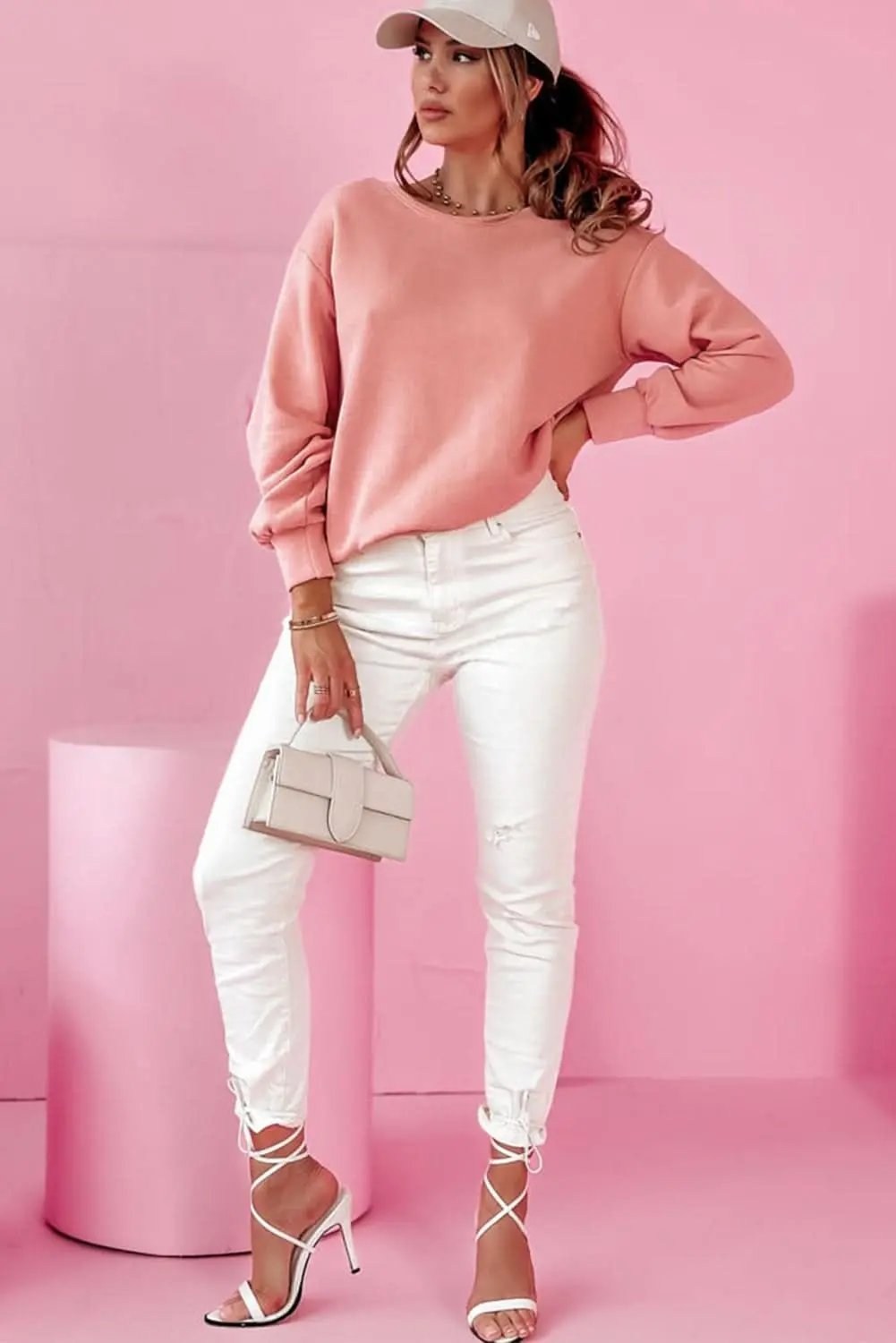 Pale chestnut back bow sweatshirt - Love Salve